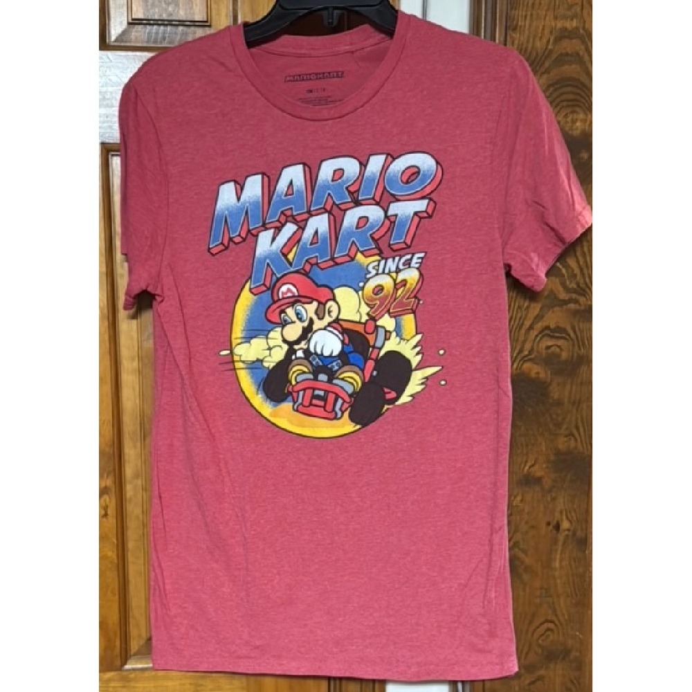 Mario Kart Since 92 Graphic T-Shirt Mens Small Heather Red Nintendo Racing